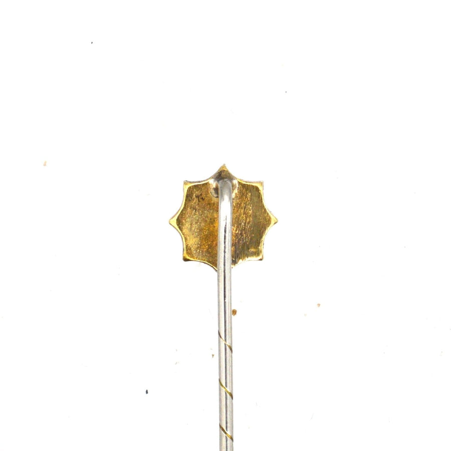 Edwardian 9ct gold tie pin with a ruby, showcasing a classic star design perfect for silk ties.