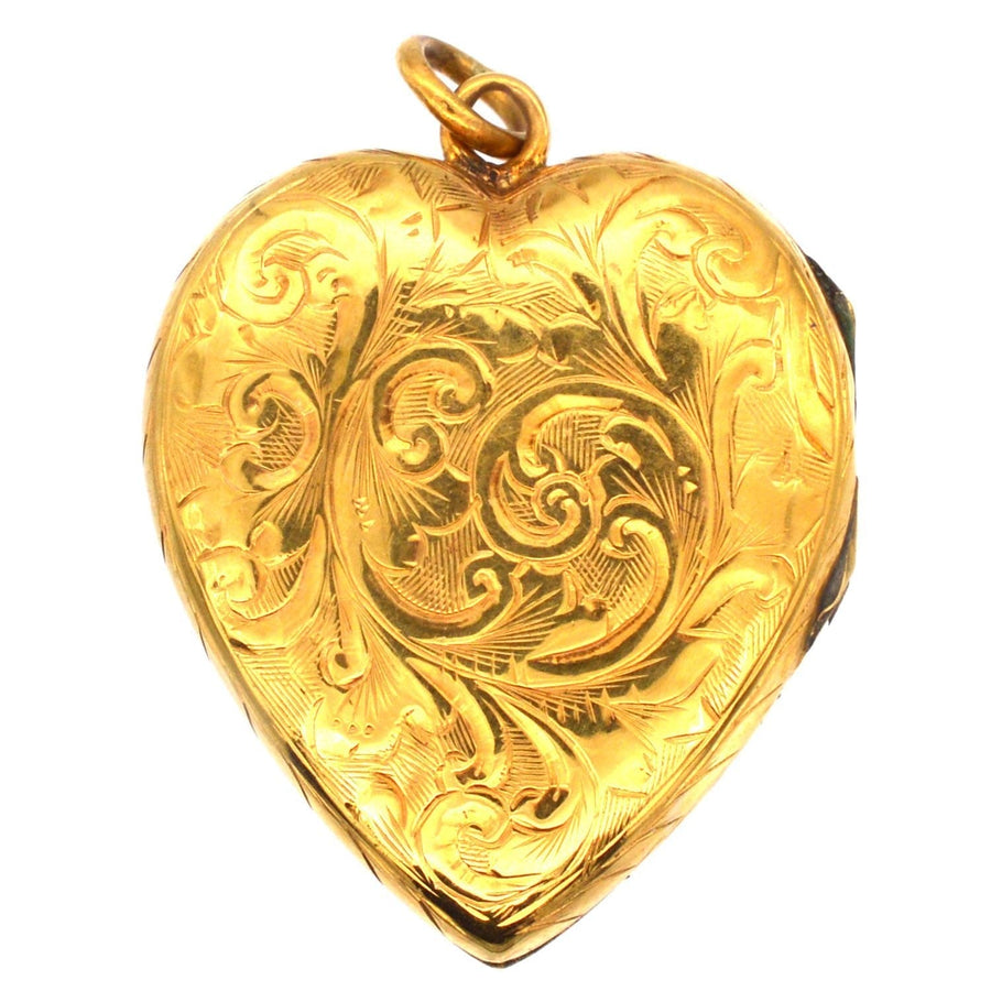 Edwardian 9ct Gold Back & Front Heart Locket Pendant | Parkin and Gerrish | Antique & Vintage Jewellery