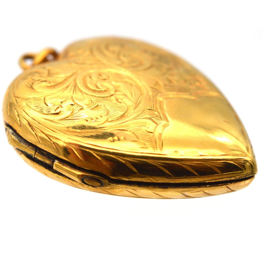 Edwardian 9ct Gold Back & Front Heart Locket Pendant | Parkin and Gerrish | Antique & Vintage Jewellery