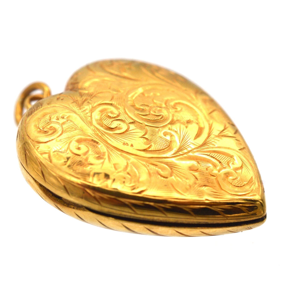 Edwardian 9ct Gold Back & Front Heart Locket Pendant | Parkin and Gerrish | Antique & Vintage Jewellery