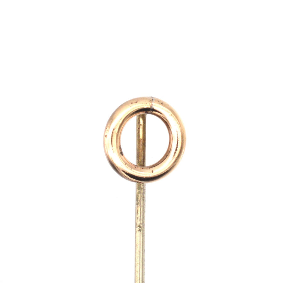 Elegant 9ct gold circle tie pin, perfect for silk ties, symbolizing love and tradition, ideal for weddings or races.
