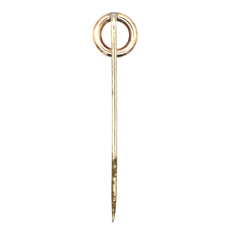 Elegant 9ct gold finishing post circle tie pin, perfect for weddings and special occasions, showcasing timeless style.