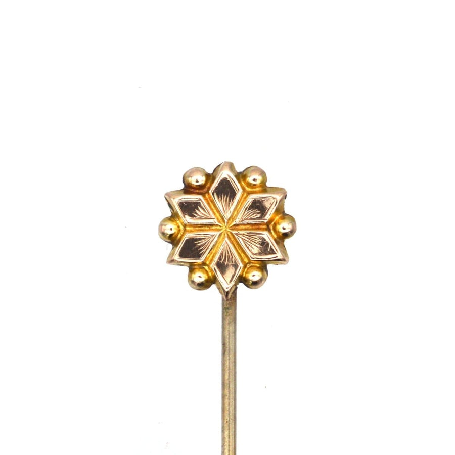 Edwardian gold plated star tie pin, perfect accessory for colorful silk ties, includes a stopper.