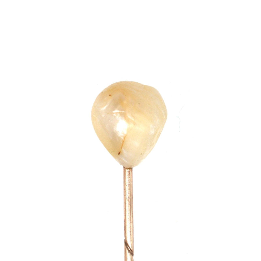 Edwardian large natural baroque pearl tie pin, perfect for weddings and stylish silk ties.