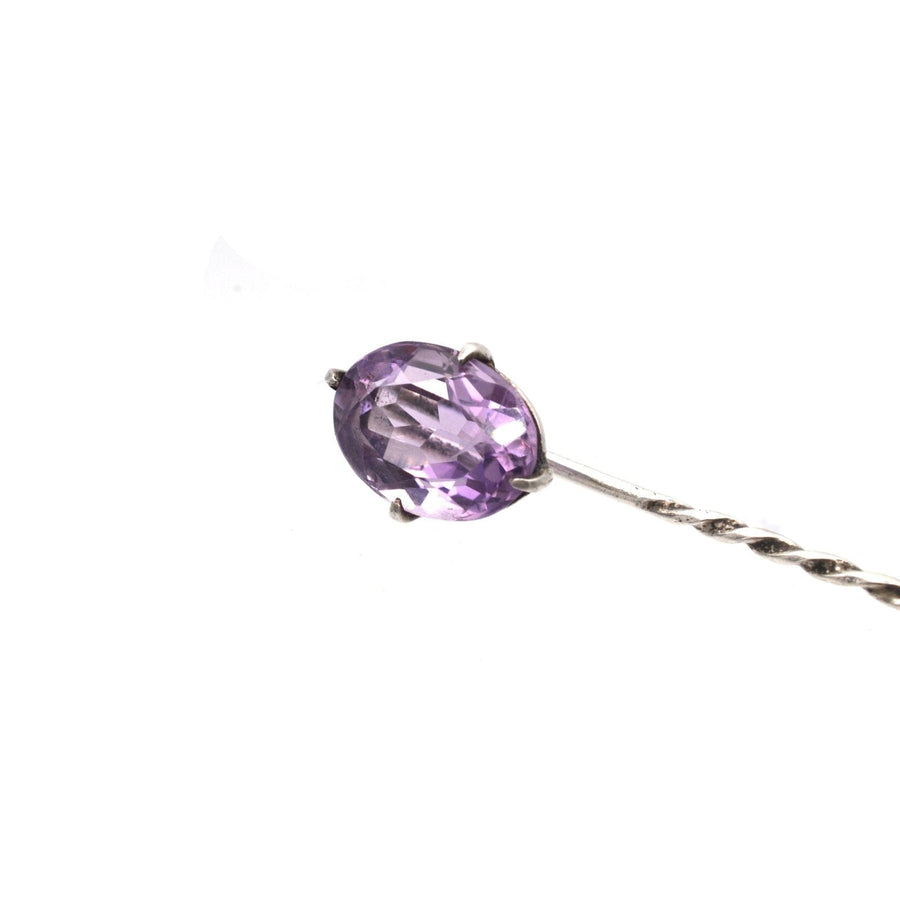 Edwardian Silver and Amethyst Tie Pin | Parkin and Gerrish | Antique & Vintage Jewellery