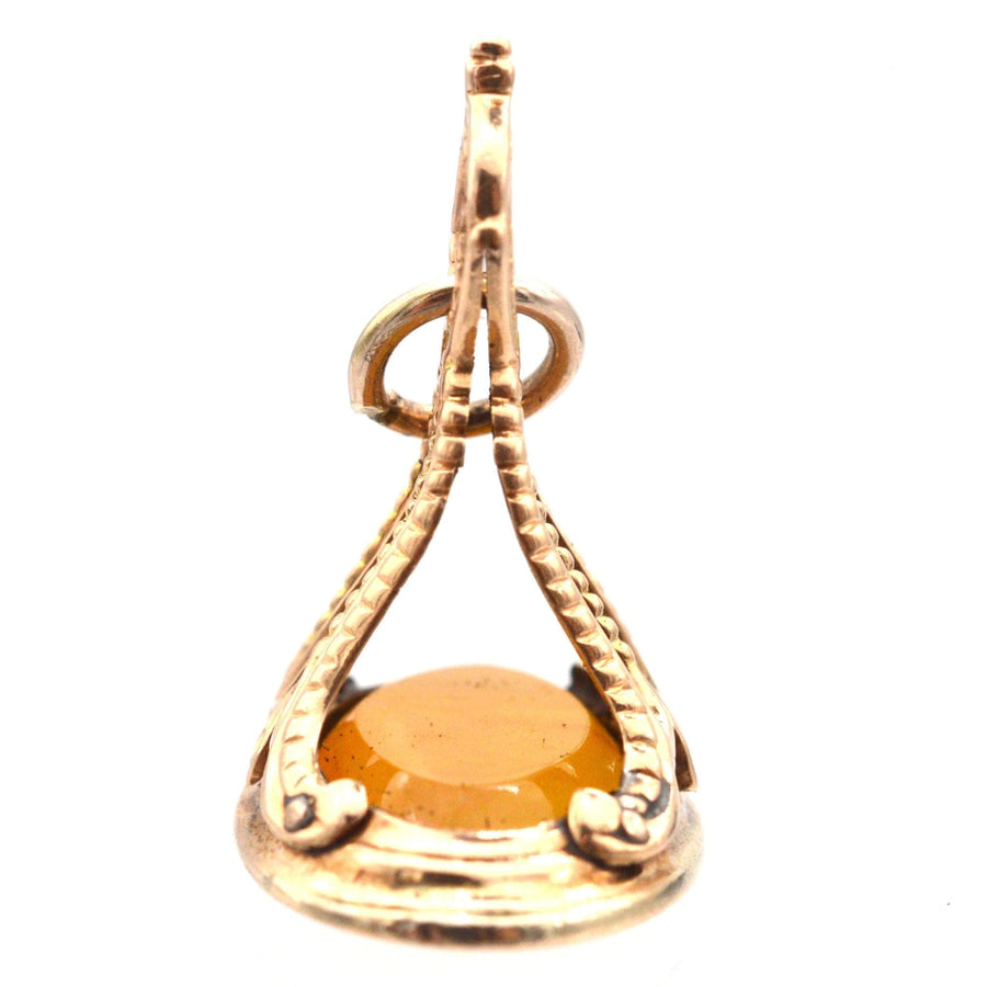 Georgian 9ct Gold Carnelian Seal with Intaglio of a Moth and Flame (Candle)