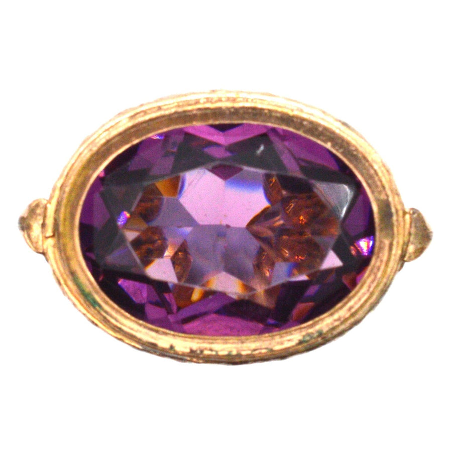 Georgian 9ct gold seal featuring a large, exquisite amethyst gemstone in a classic oval setting.