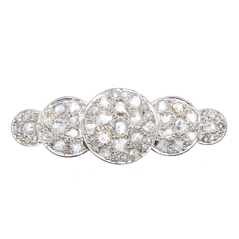 Large Art Deco Rose Cut Diamond Quintuple Circle Brooch