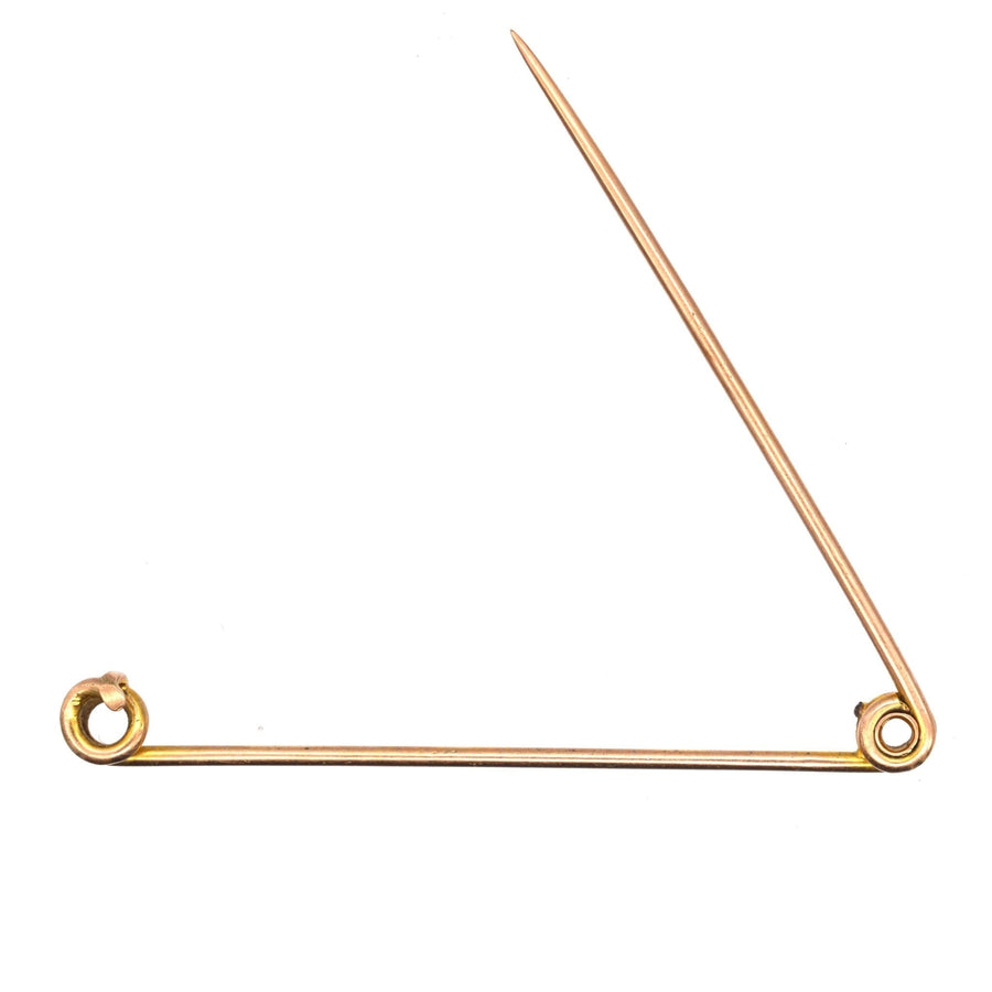 Large Victorian 9ct gold stock pin brooch, a classic safety pin design for both fashion and practicality.