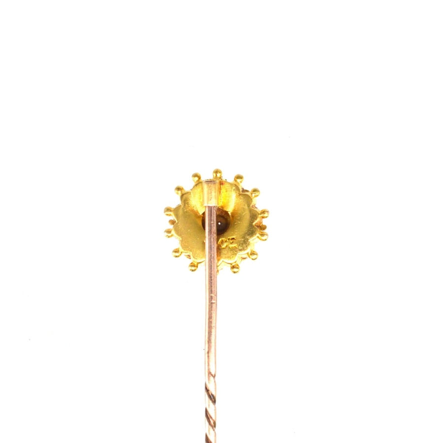 15ct gold star tie pin with old cut diamond, featuring elegant detailing from the late Victorian era.