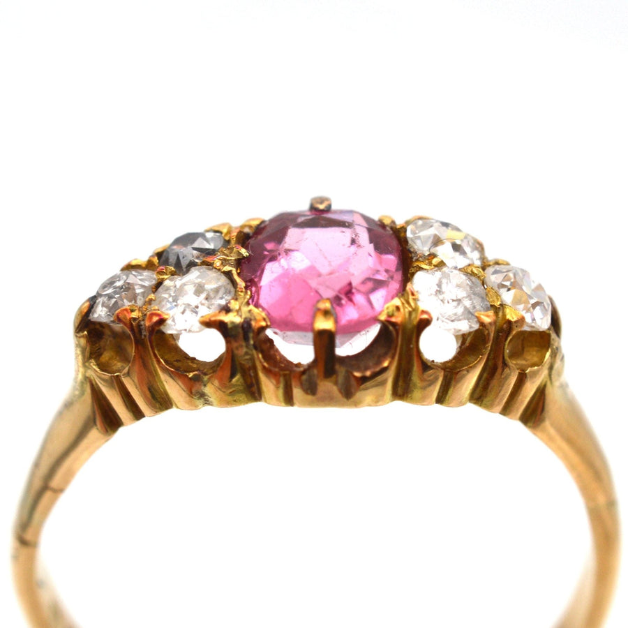 Late Victorian 18ct Gold, Pink Tourmaline & Diamond Ring | Parkin and Gerrish | Antique & Vintage Jewellery