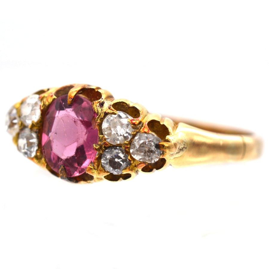 Late Victorian 18ct Gold, Pink Tourmaline & Diamond Ring | Parkin and Gerrish | Antique & Vintage Jewellery