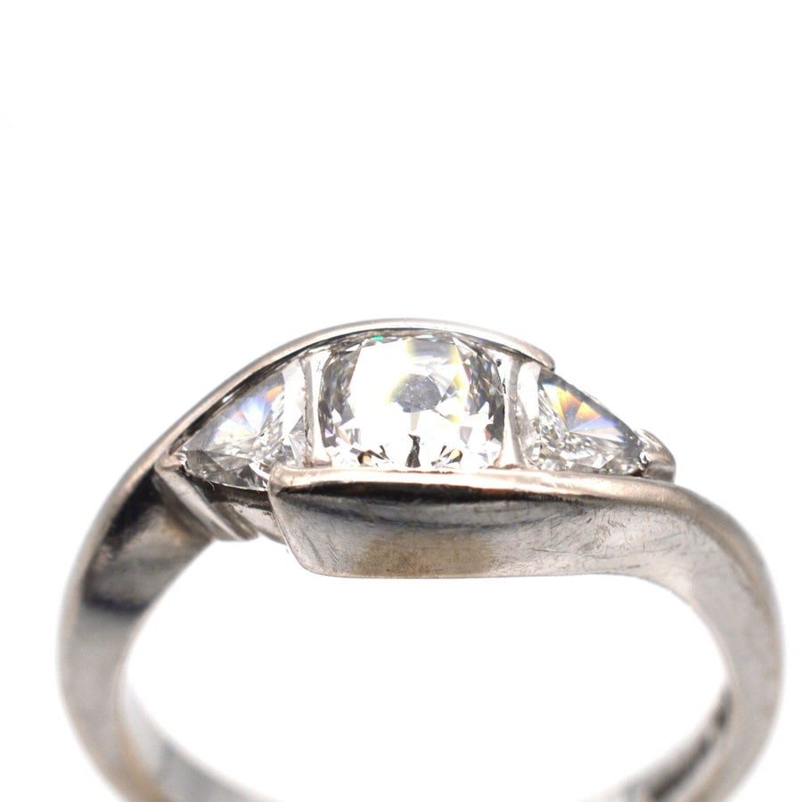 Modern 18ct White Gold, Three Stone Diamond Ring | Parkin and Gerrish | Antique & Vintage Jewellery