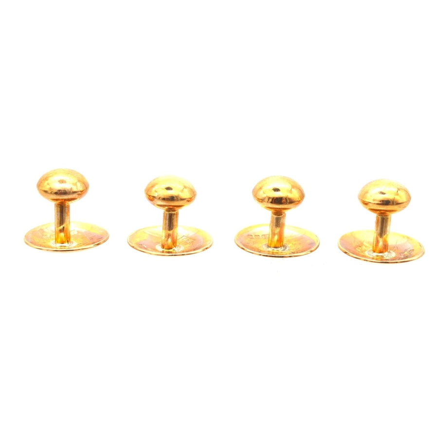 Set of four stylish modern 9ct gold dress studs for elegant formal attire, showcasing a sleek design and polished finish.