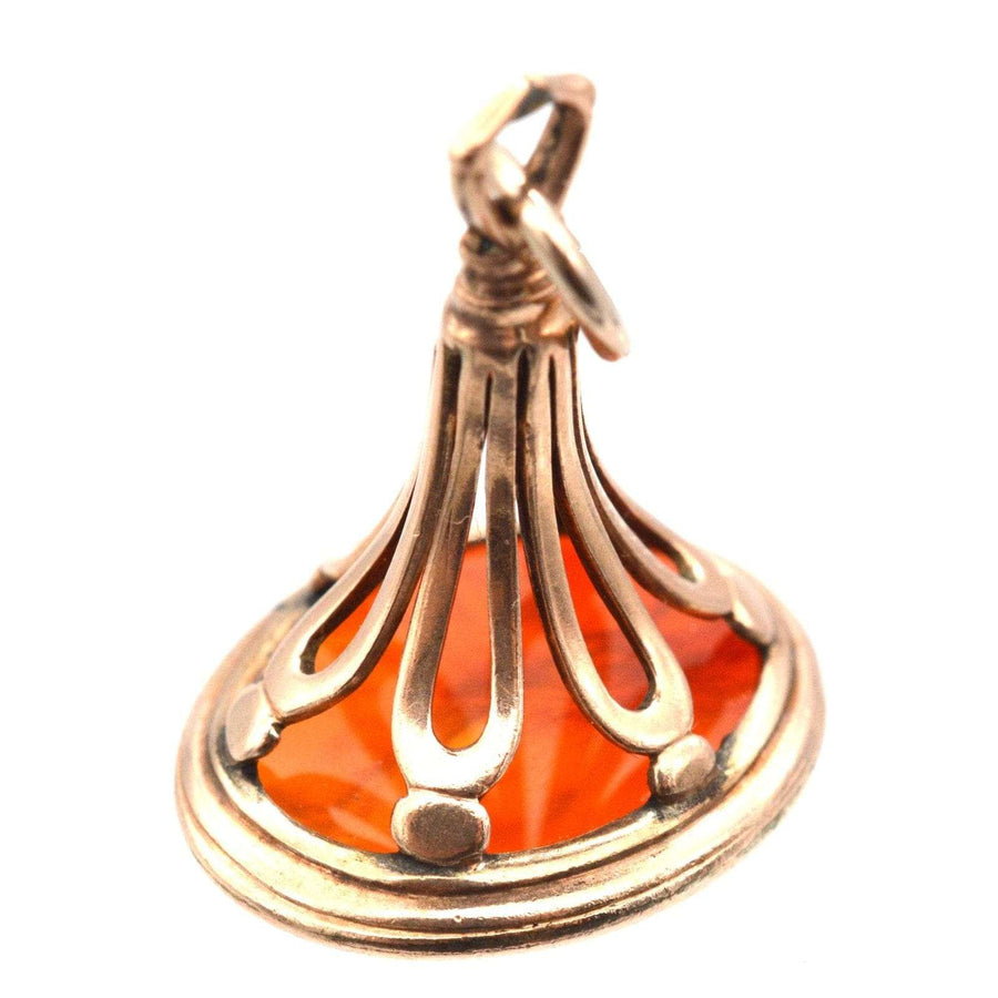 9ct gold seal pendant featuring a carved carnelian intaglio of the Greek Goddess Daphne.