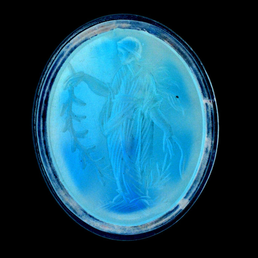 Intaglio of Greek Goddess Daphne holding a laurel branch, set in a 9ct gold seal, circa 1800-1820.