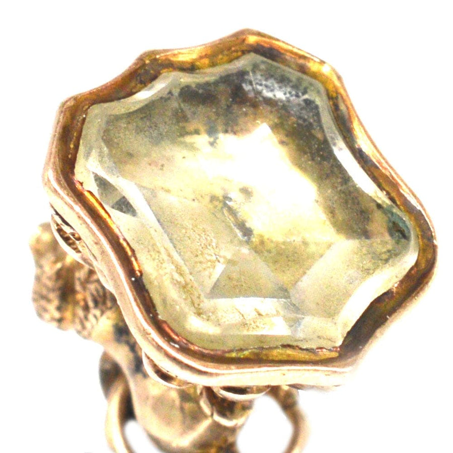 Small Georgian gold ring featuring a clear rock crystal seal, elegant antique jewelry piece.
