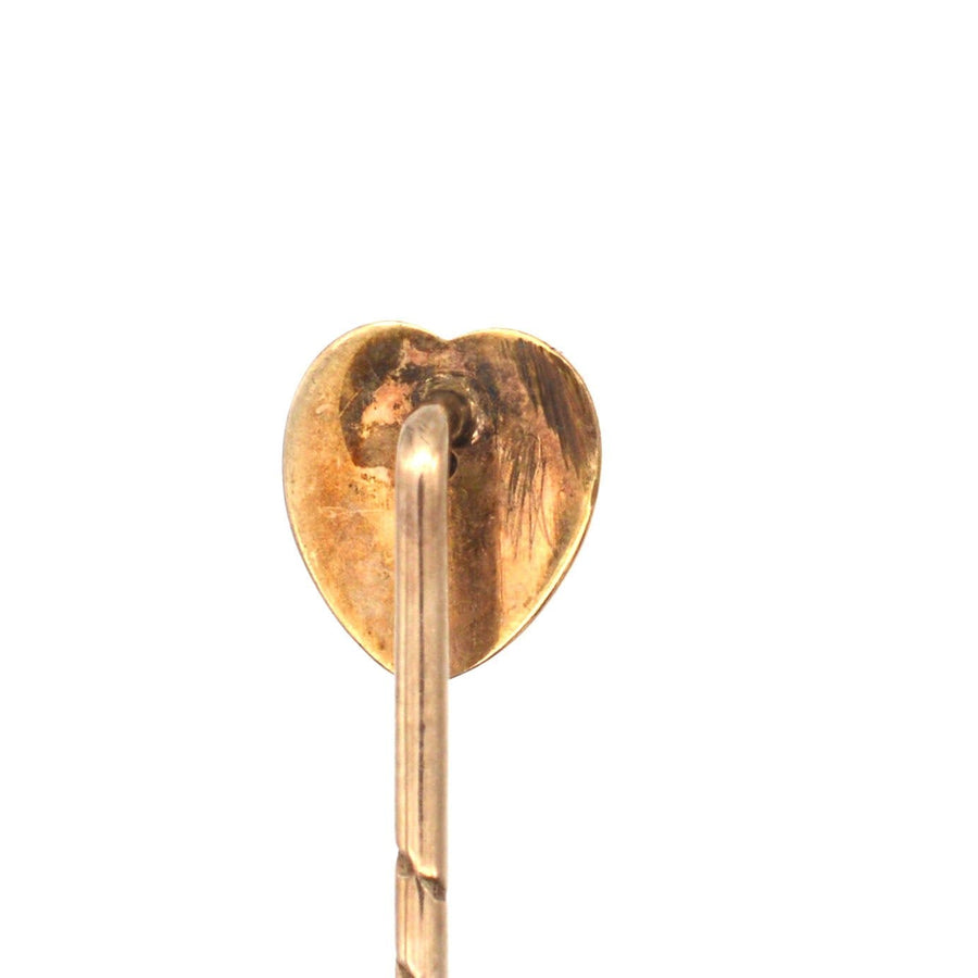 Vintage 15ct gold heart stick pin from the 1890s, perfect for Valentine's Day or a thoughtful gift.