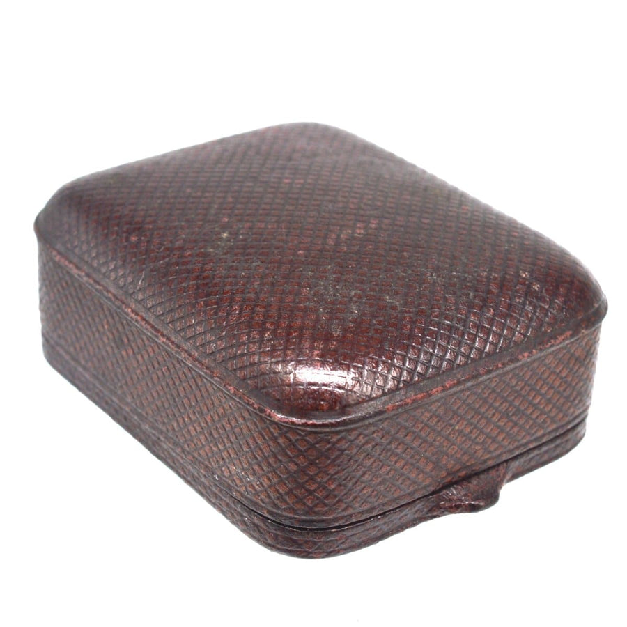 Victorian-era locket box with textured exterior, perfect for storing a precious 18ct gold locket.