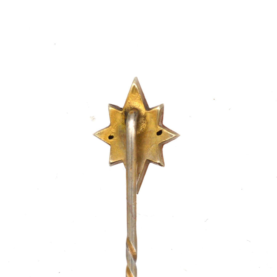Victorian 9ct gold star tie pin with turquoise stone, perfect for December-born gentlemen.