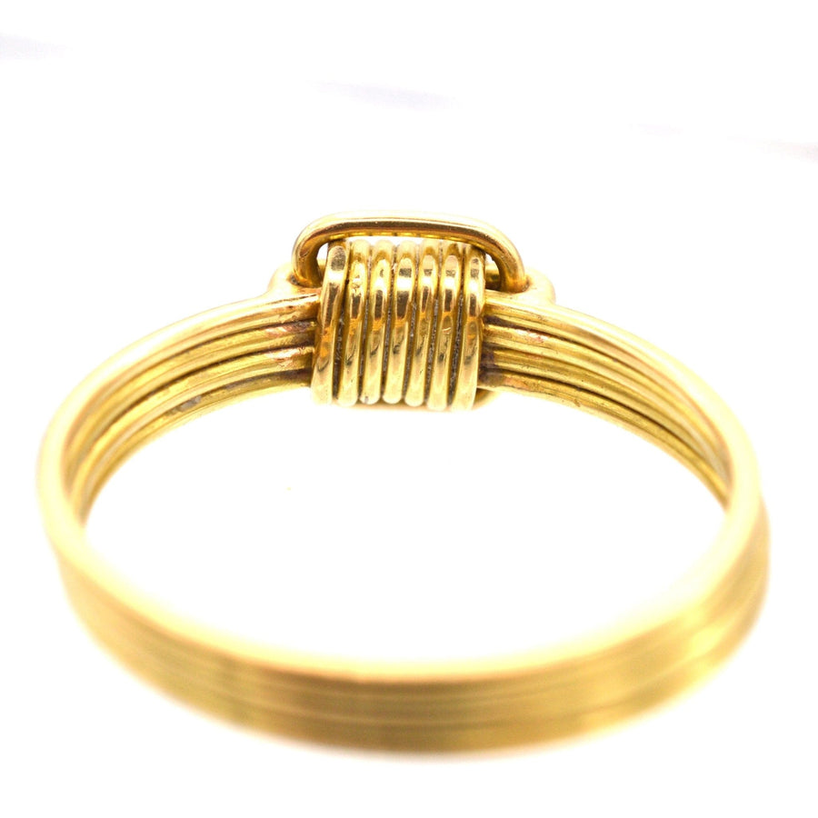 Vintage 1970s 18ct gold elephant hair ring with polished gold wires, inspired by luxury jewellery design.