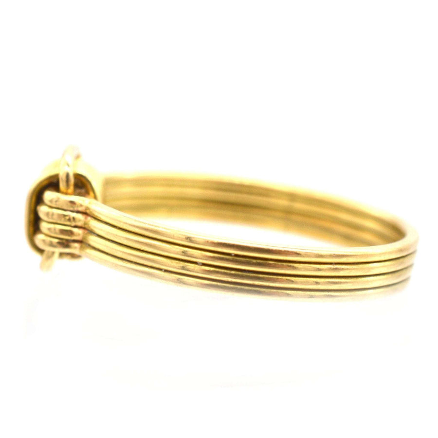 Vintage 1970s 18ct gold elephant hair ring with polished gold wires, showcasing an elegant design.