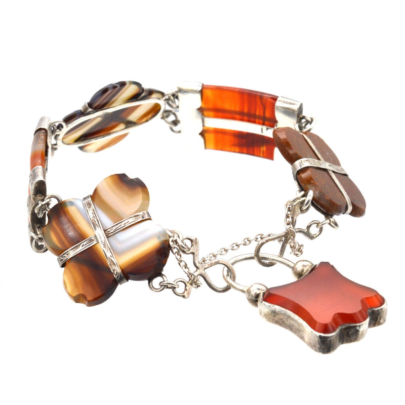 Victorian Scottish Silver & Agate Bracelet