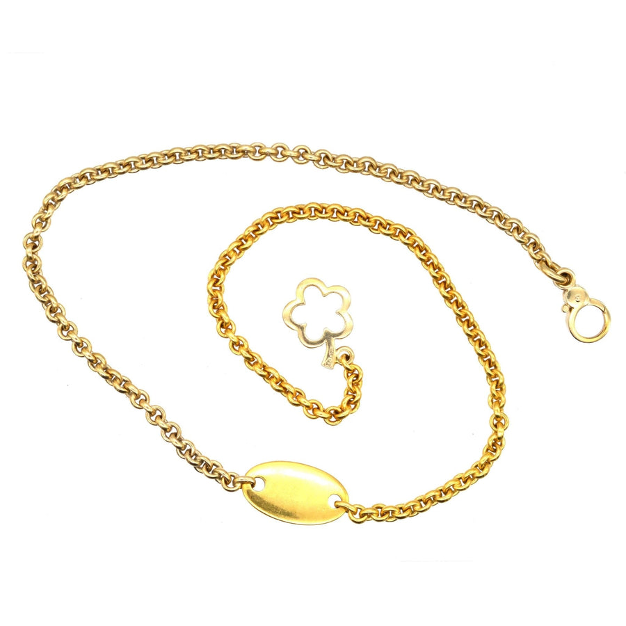 Vintage two-toned 18ct gold chain necklace with oval name tag pendant by Pomellato.