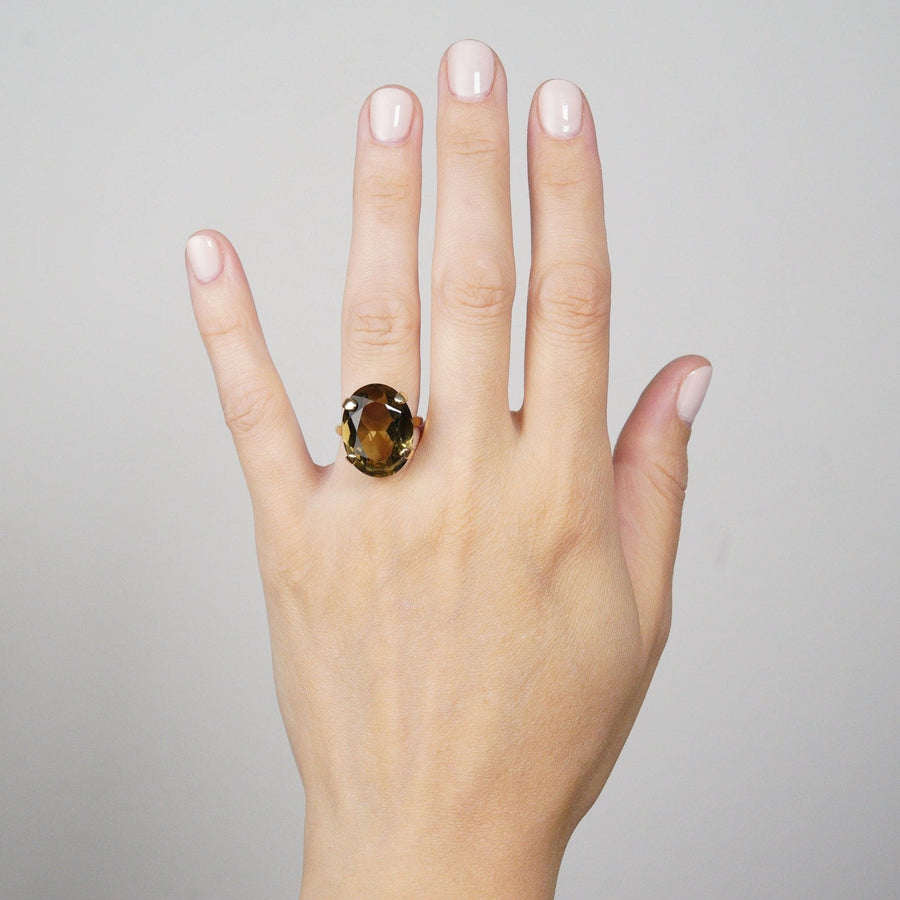 Vintage 9ct Gold Smoky Quartz Cocktail Ring | Parkin and Gerrish | Antique & Vintage Jewellery