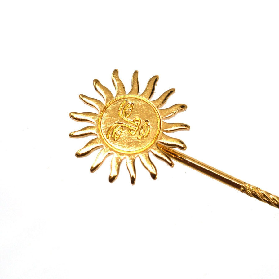 Vintage Gold Gilt Metal Face in Sun Tie Pin | Parkin and Gerrish | Antique & Vintage Jewellery