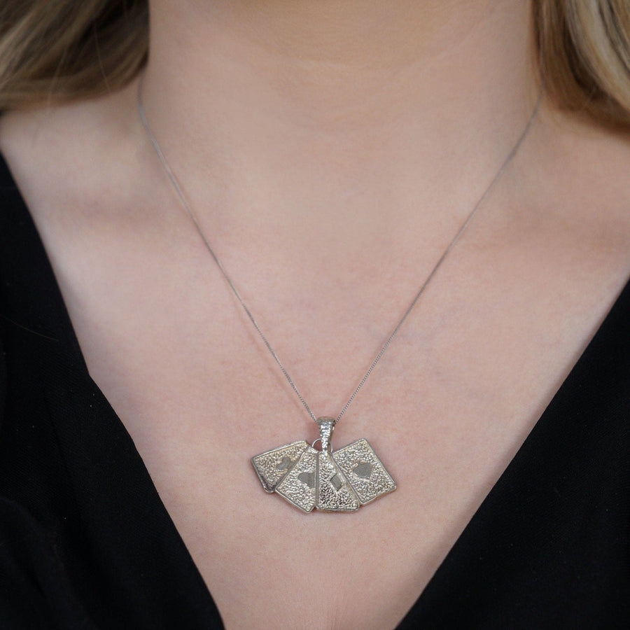 Vintage Silver Pendant with a Set of Four Aces Playing Cards | Parkin and Gerrish | Antique & Vintage Jewellery