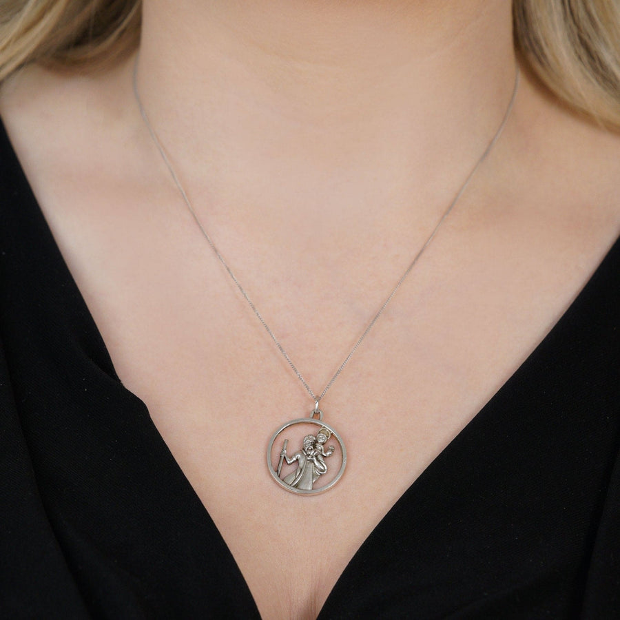 Vintage Silver Saint Christopher Round Pendant | Parkin and Gerrish | Antique & Vintage Jewellery