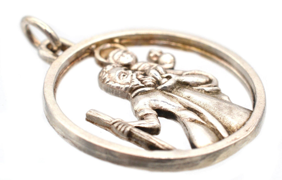 Vintage Silver Saint Christopher Round Pendant | Parkin and Gerrish | Antique & Vintage Jewellery