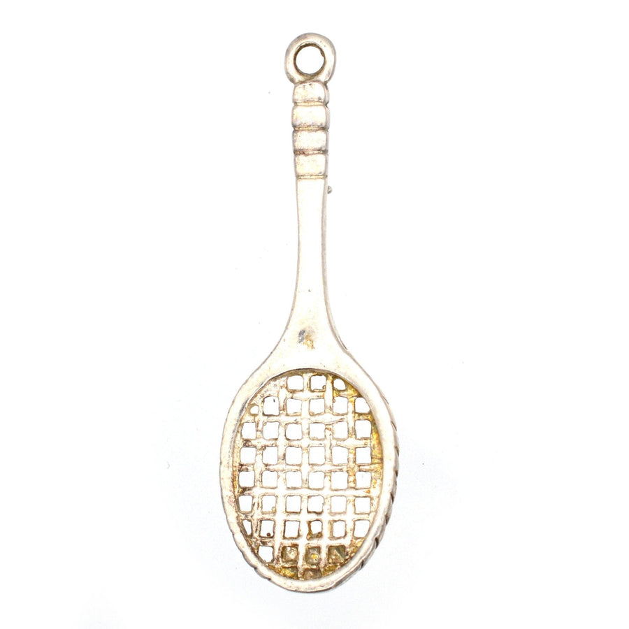 Vintage Silver Tennis Racket and Ball Pendant | Parkin and Gerrish | Antique & Vintage Jewellery
